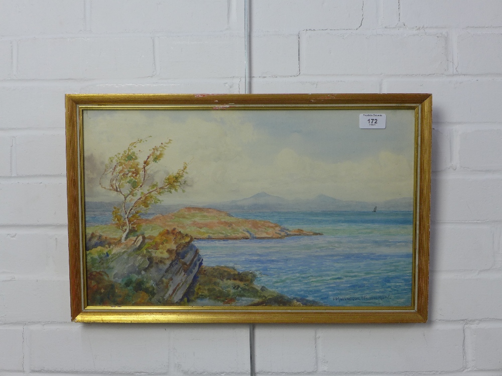 P .MacGregor Wilson, RSW, a watercolour of a Highland Loch, signed and framed under glass, 48 x 29cm - Image 2 of 3