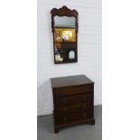 Georgian style walnut framed 92 x 45cm together with an early 20th century four drawer chest, 71 x