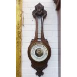 Oak cased aneroid wall barometer, 90cm