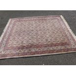 Eastern rug with allover foliate pattern and flowerhead border