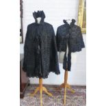 Two Victorian black mourning capes, (2)