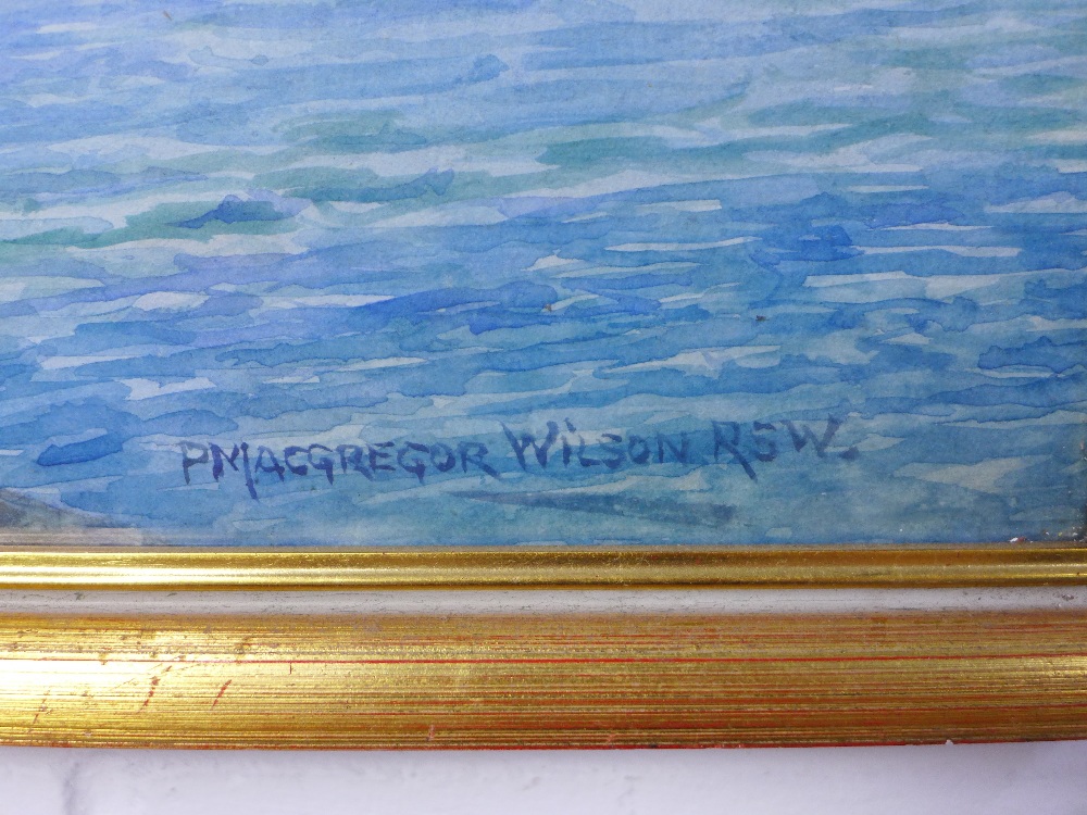 P .MacGregor Wilson, RSW, a watercolour of a Highland Loch, signed and framed under glass, 48 x 29cm - Image 3 of 3