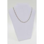 9ct gold necklace with rectangular and rope twist links, stamped 375, approx 15g