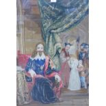 Large wool work tapestry contained within an ornate giltwood frame with glass, size overall 88 x