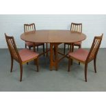 Set of four G Plan Fresco dining chairs and a gateleg table, 156 x 75 x 108cm