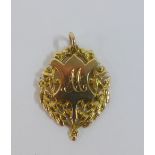 Early 20th century 15ct gold fob medallion, approx 10g
