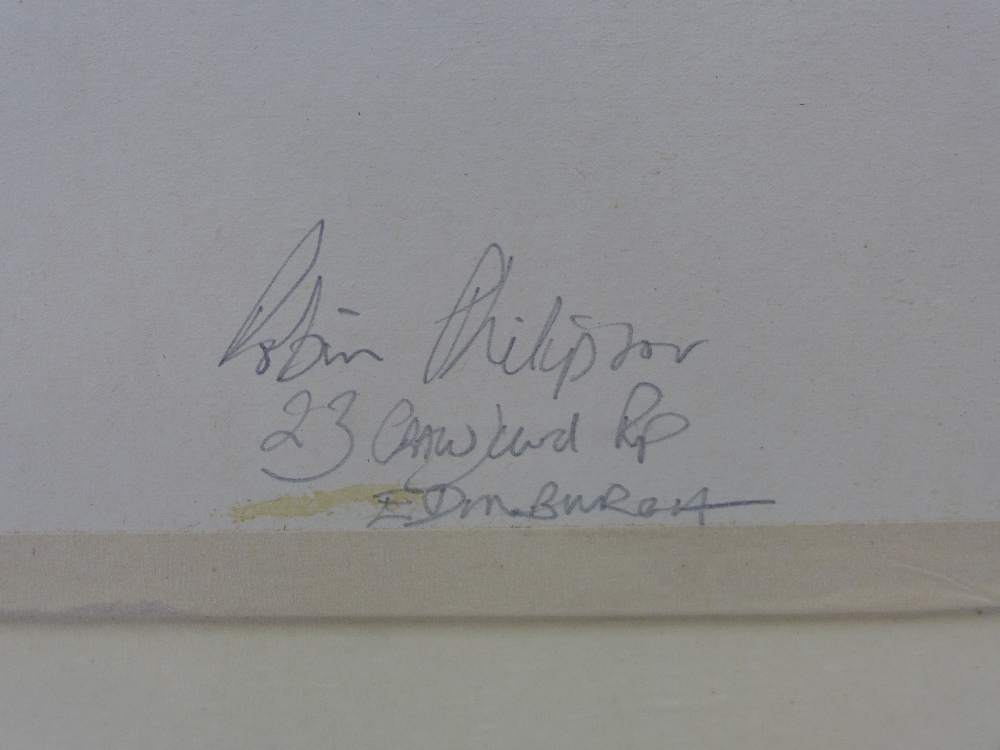 Robin Philipson, RA PRSA FRSA RSW RGI DLitt LLD (1916-1992), watercolour, signed on the back, in a - Image 3 of 3