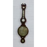 Rosewood and inlaid five dial banjo barometer, 115cm
