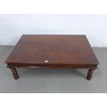 Contemporary hardwood low coffee table, 133 x 41 x 91cm