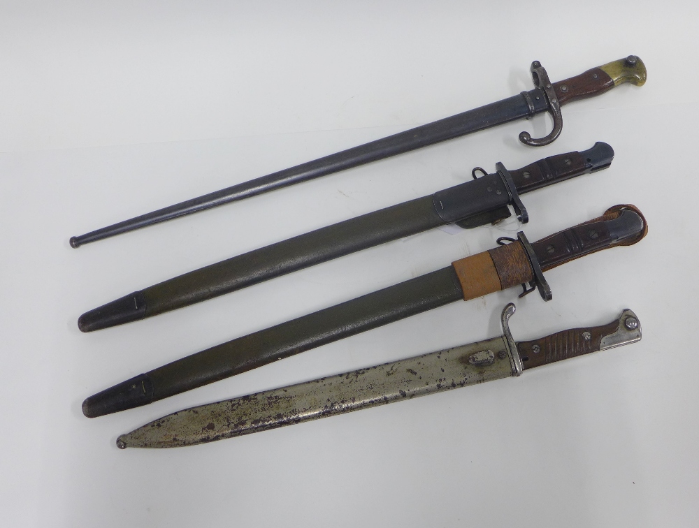 Four WWI bayonets to include French, German and USA (4)