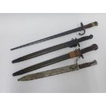 Four WWI bayonets to include French, German and USA (4)