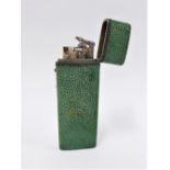 19th century shagreen etui containing some draughtsman's accessories, 14cm