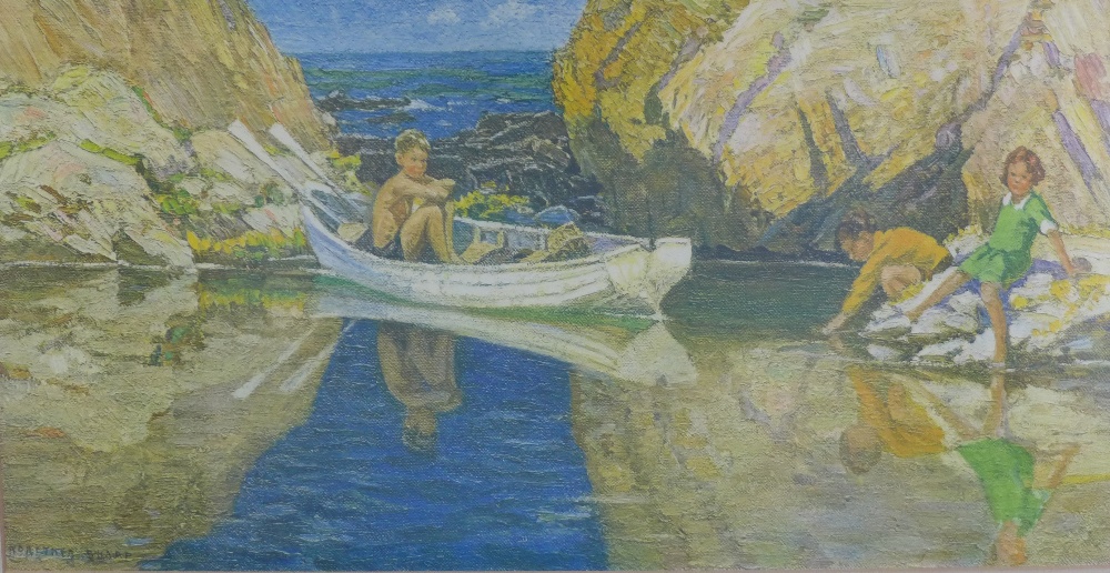 Dorothea Sharp, 'Cornish Rock Pool' coloured print, in a glazed frame, size overall 99 x 62cm