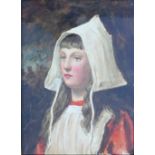 Late 19th / early 20th century head and shoulder watercolour of a girl, apparently unsigned,