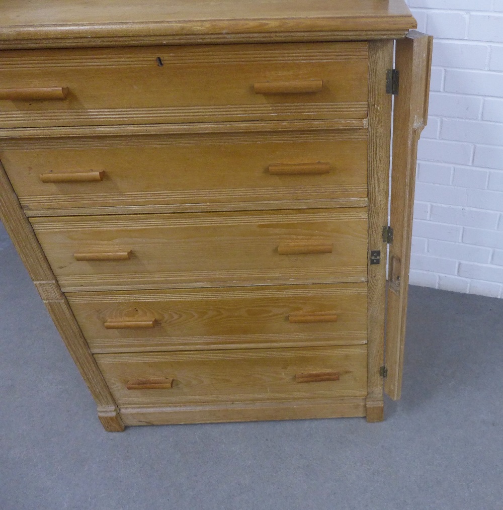 Pine chest of drawers with a ledgeback and five long drawers flanked by a Wellington style lock, - Image 2 of 3