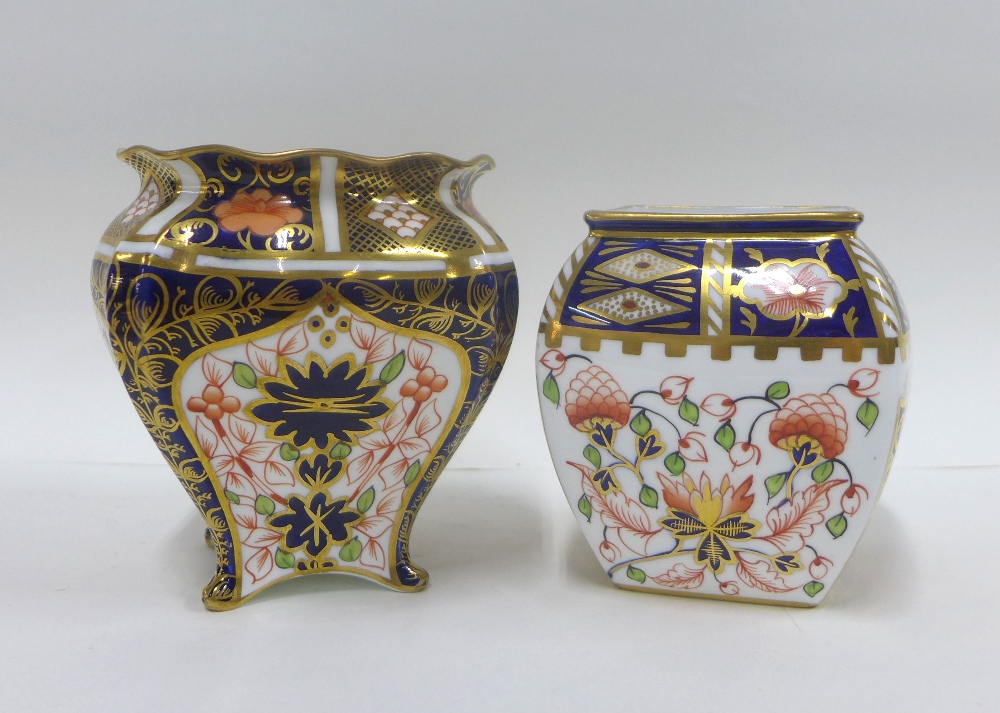 Royal Crown Derby porcelain to include a square vase and another, trinket dish and cover and similar - Image 2 of 3