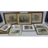 A group of fourteen prints to include William Daniell, Rattar silver gelatin prints, etc, all framed