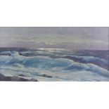 John Waar, a seascape, oil on board, signed and framed, 80 x 40cm