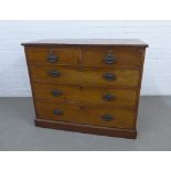 19th century chest, the rectangular top over two short and three long drawers, on a plinth base, 112