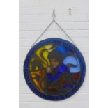 Stained glass and leaded panel presented as a prize for The Scottish People's Film Festival, 1998,