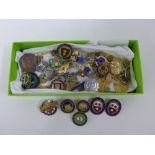 A collection of gilt metal and enamel badges together with some silver examples (a lot)
