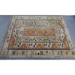 Large Eastern rug with flowerhead pattern and multiple borders,