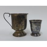Silver christening cup, Birmingham 1965 together with a Birmingham silver shot cup (2)