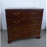 Georgian mahogany secretaire chest, the fall front with a fitted interior over three further long