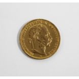 Austria- Hasburg 1892 Franz Joseph 1 8 Florins / 20 Franc gold coin