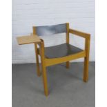 Vintage plywood University chair and table, 77 x 71 x 42cm