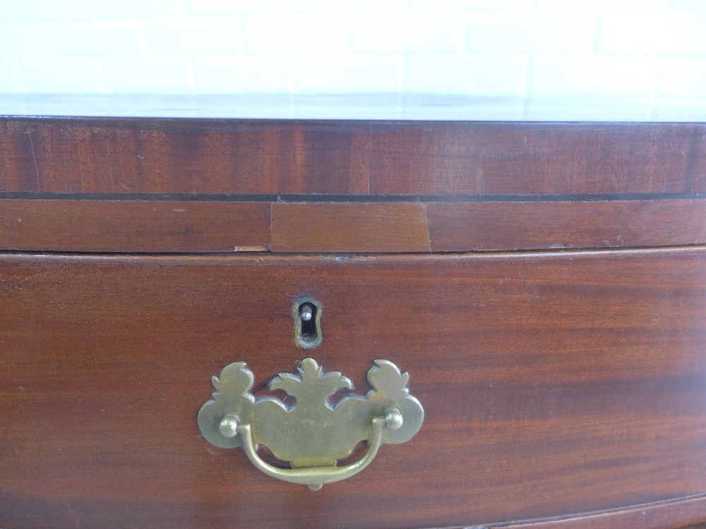 19th century mahogany bow front chest with two short and three graduating long drawers, on bracket - Image 2 of 4