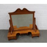 Large pine dressing table mirror, with two jewel drawers, 91 x 88 x 23cm