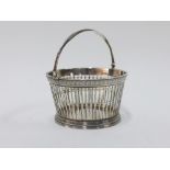 Dutch white metal basket by Diemont with a swing handle and pierced sides, stamped to the base, 10cm