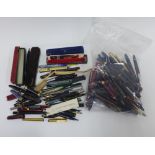 A large collection of vintage fountain pens, nib holders and pencils etc (a lot) (some a/f)