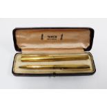 St Dupont vintage silver gilt fountain pen and pencil set, with 18ct gold nib, boxed