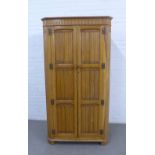 Early 20th century limed oak wardrobe with line fold pattern, 96 x 182cm