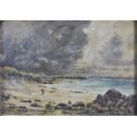 G. Souter, a watercolour of a shore scene with a lone figure, signed and dated 1904, framed under