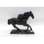 Julianna Collection bronzed composition figure of a race horse and jockey, 30 x 23cm