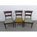Three 19th century mahogany side chairs with leaf and shell carved horizontal splat and