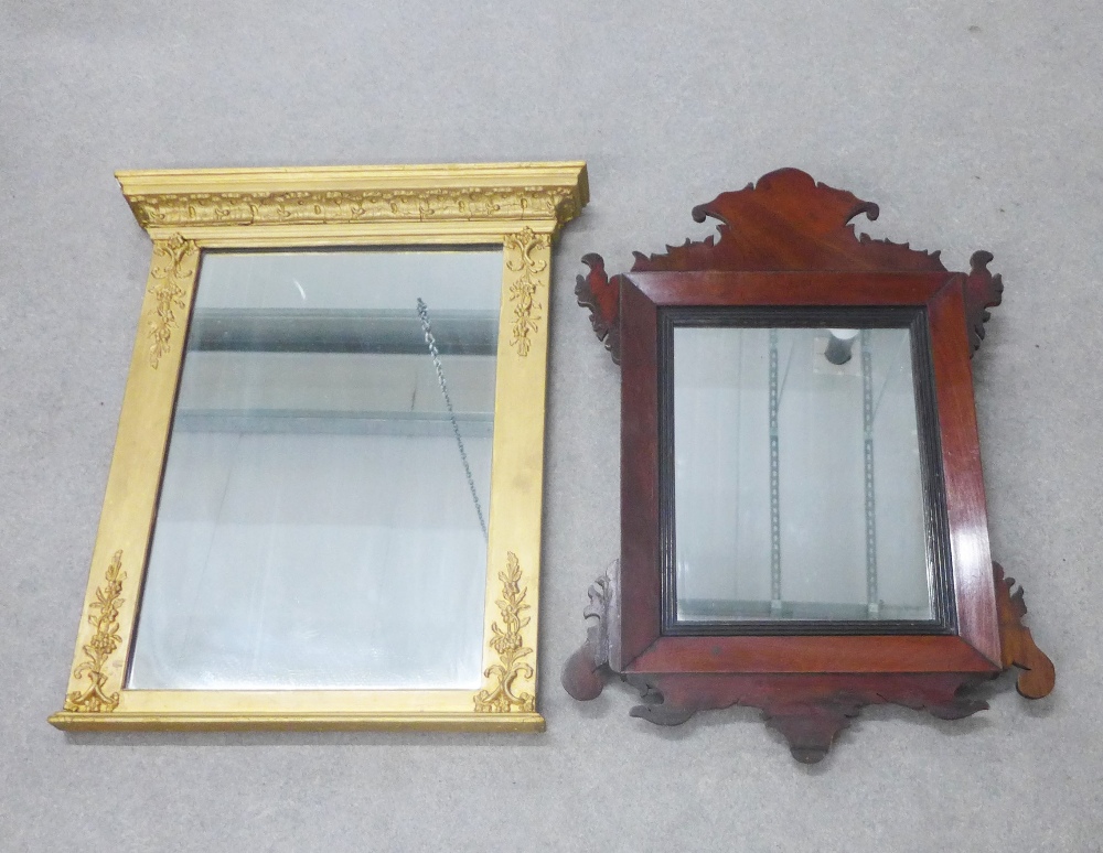 Two mirrors to include a 19th century mahogany fretwork mirror and giltwood pier style mirror,