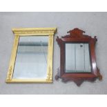 Two mirrors to include a 19th century mahogany fretwork mirror and giltwood pier style mirror,