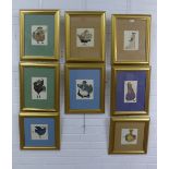 A set of eight Barbara Robertson coloured Chicken prints, in glazed frames (8) approx 40 x 50cm