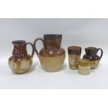 Collection of Doulton stoneware to include jugs, small tankard, beaker, etc tallest 20cm, (5)