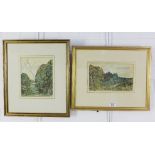 Anton Lock (1893 - 1979) a pair of landscape watercolours, signed and framed under glass, 23 x