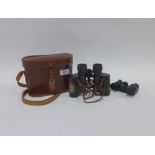 Pair of vintage binoculars with leather case and small pair of Tohyoh 6 x 15 binoculars (2)