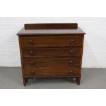Mahogany ledgeback chest with four long drawers and bracket feet, 92 x 89 x 47cm