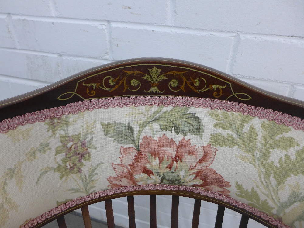 Edwardian mahogany and inlaid corner chair with floral upholstered back and seat, 54 x cm - Image 2 of 3