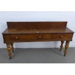 19th century mahogany (converted) with ledgeback and two frieze drawers, on turned legs, 170 x 98