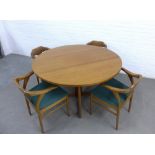 Beithcraft style gateleg table of organic form together with a set of four teak open armchairs (5)