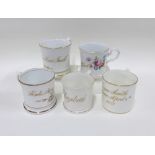 Collection of five 19th century English christening mugs, tallest 9cm (5)